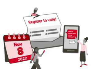 An illustration encourages people to register to vote