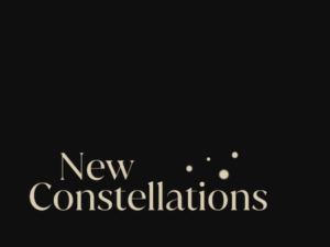 New Constellations is written on a dark background accented by stylized stars