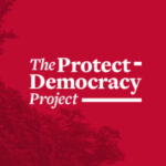 The Protect Democracy Project is written in white text on a red background