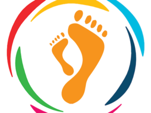 Barefoot College International logo includes an illustration of footprints