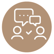 response Two people share information with each other.